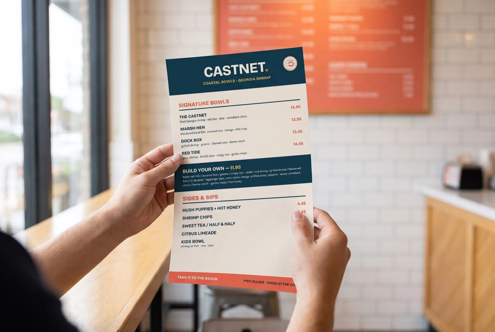 Castnet takeout menu held in hand