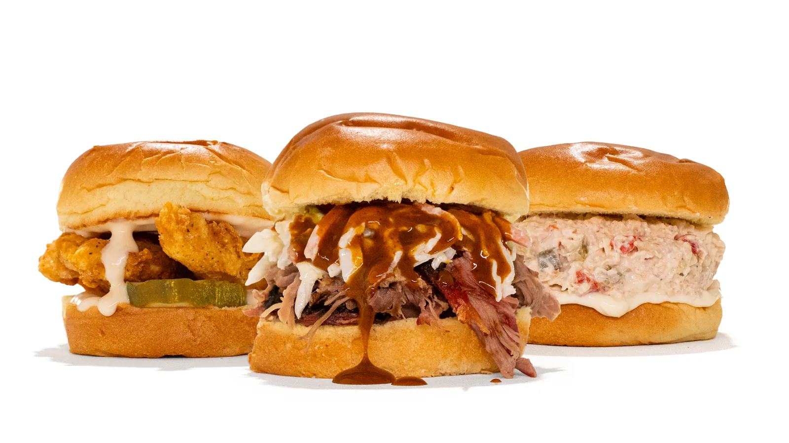 Three Hog-N-Bones sliders on white